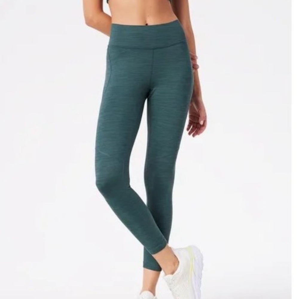 Outdoor Voices Aqua Teal Women Small High-Waisted Drawstring Ankle Leggings